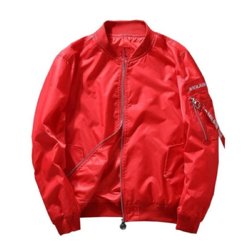 Vintage Peace Wanted Just To Be Free Red Bomber Jacket Size Medium